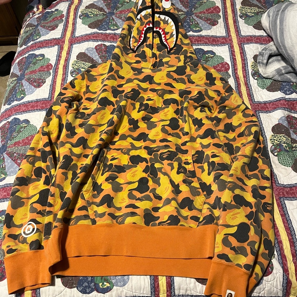 Bape Camo Shark Hoodie - Orange, Yellow, Blacck